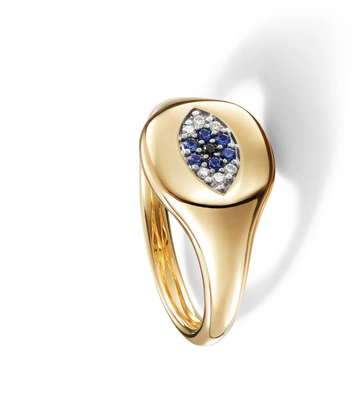کالاهای جمع آوری برازیلی Evil Eye Mini Pinky Ring 18K طلا سفید CZ 925 نقره