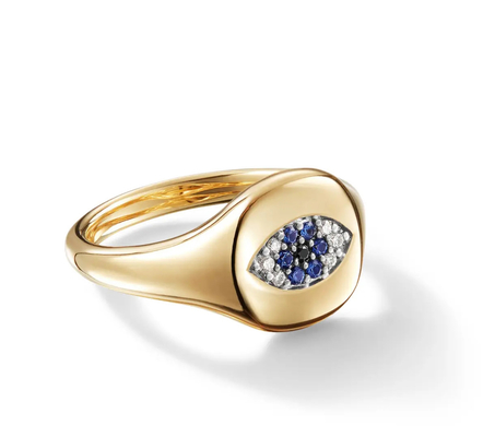کالاهای جمع آوری برازیلی Evil Eye Mini Pinky Ring 18K طلا سفید CZ 925 نقره