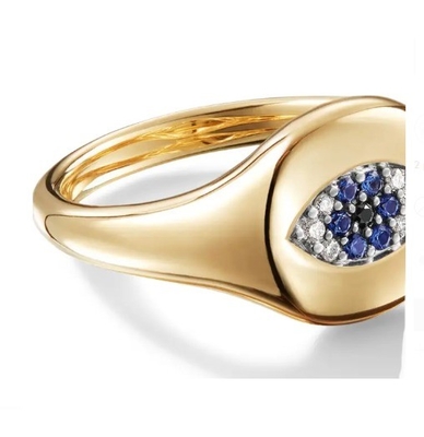 کالاهای جمع آوری برازیلی Evil Eye Mini Pinky Ring 18K طلا سفید CZ 925 نقره