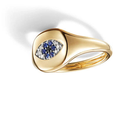 کالاهای جمع آوری برازیلی Evil Eye Mini Pinky Ring 18K طلا سفید CZ 925 نقره