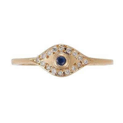 925 Sterling Silver Evil Eye Diamond Band Ring با نقره پوششی سبک کلاسیک