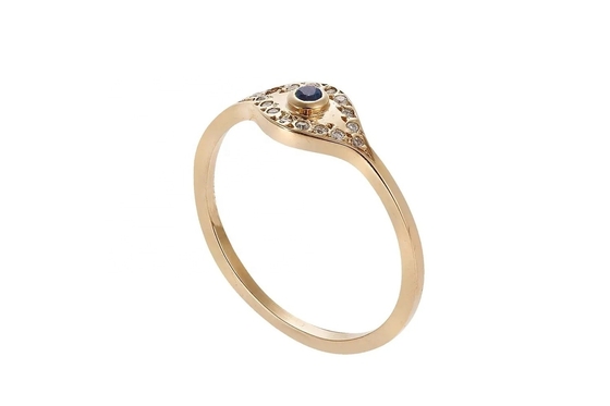 925 Sterling Silver Evil Eye Diamond Band Ring با نقره پوششی سبک کلاسیک