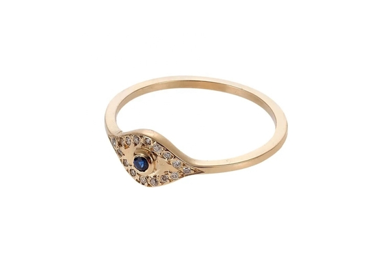 925 Sterling Silver Evil Eye Diamond Band Ring با نقره پوششی سبک کلاسیک