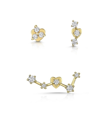 OEM گوشواره های Constella Stud 925 18k گوشواره های طلایی سفید