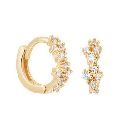 گل شکل سفید CZ 925 Sterling Silevr Huggies گوشواره ها برای زنان