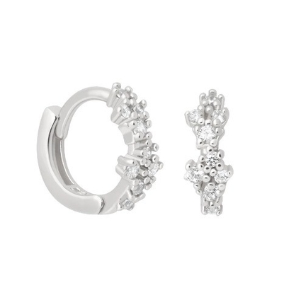 گل شکل سفید CZ 925 Sterling Silevr Huggies گوشواره ها برای زنان