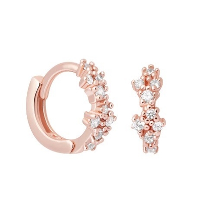 گل شکل سفید CZ 925 Sterling Silevr Huggies گوشواره ها برای زنان