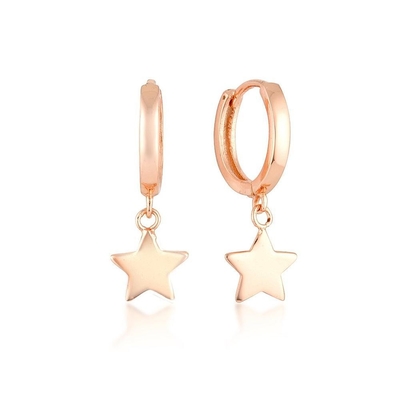 طلايي 14K طلایی ستاره شکل گوشواره های حلقه ای برای زنان جواهرات روزمره ساده