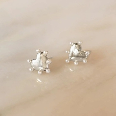 شکل قلب مروارید گوشواره های دست ساز در 925 نقره 14K طلا برای دختران مد جواهرات زیبا
