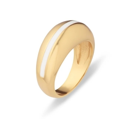 عمده فروشی 18K طلا شده نوار گلابی زعفرانی گنبد 925 استرلینگ نقره زنانه حلقه