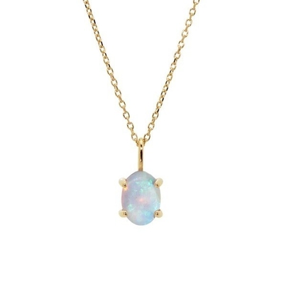 دست ساز 18K طلا پوشانده Pendant Prong تنظیم سنگ اپال 925 نقره گردنبند