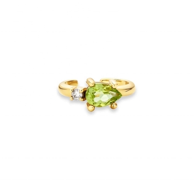 گوشواره کاف پریدوت CZ CZ با طرح مرسوم، نقره 925 با روکش طلا 18 عیار