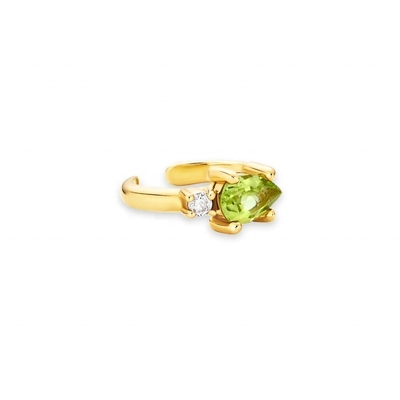 گوشواره کاف پریدوت CZ CZ با طرح مرسوم، نقره 925 با روکش طلا 18 عیار