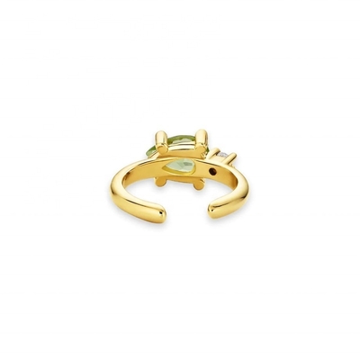 گوشواره کاف پریدوت CZ CZ با طرح مرسوم، نقره 925 با روکش طلا 18 عیار