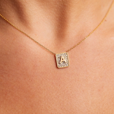 روزش رو با 14K Gold Square شروع کن گردنبند سنگ قیمتی برای زنان