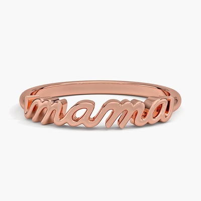 حلقه های زنانه کلاسیک 925 استرلینگ نقره 14K طلا بسیار پولیش شده MAMA در طراحی حداقل