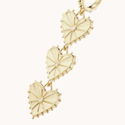 دست سازي 14K طلايي پوشيده Dangle Multi Huggies قلب طلايي گوشواره ها