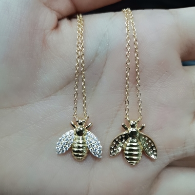 مدل 18K طلا شده آویز زنبور گردنبند دست ساخته شده توسط 925 جواهرات نقره ای استرلینگ