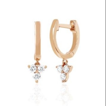 14K طلا گلدان مینی Huggie الماس سه قطره گوشواره نقره جواهرات مواد اصلی