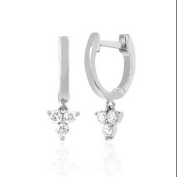 14K طلا گلدان مینی Huggie الماس سه قطره گوشواره نقره جواهرات مواد اصلی