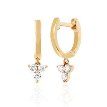 14K طلا گلدان مینی Huggie الماس سه قطره گوشواره نقره جواهرات مواد اصلی