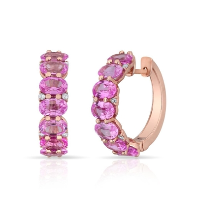 925 استرلینگ نقره ای بیضی سبز CZ زنانه گوشواره های حلقه ای 18K طلایی نیم عصاره ابدیت