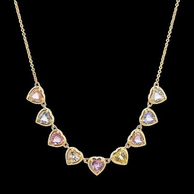 گردنبند رشتهای یاقوت کبود و زیرکونیای مکعبی دستساز با روکش طلا، طرح قلب، جواهرات شیک برای مهمانی برای زنان