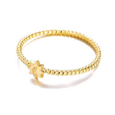 انگشتر نقره استرلینگ 925 طرح ماه و خورشید روکش طلای 18 عیار جواهرات یونیسکس