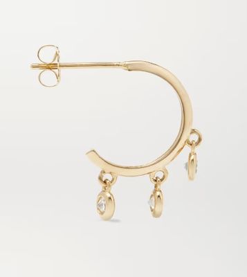 گوشواره های حلقه ای برنجی با روکش طلای 14 عیار با قاب نگین زیرکن