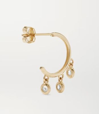 گوشواره های حلقه ای برنجی با روکش طلای 14 عیار با قاب نگین زیرکن