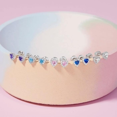 925 استرلینگ نقره 14K طلای قلب CZ گوشواره های بچه