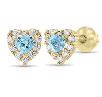 925 استرلینگ نقره 14K طلای قلب CZ گوشواره های بچه
