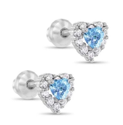 925 استرلینگ نقره 14K طلای قلب CZ گوشواره های بچه