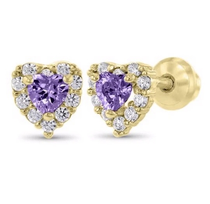 925 استرلینگ نقره 14K طلای قلب CZ گوشواره های بچه