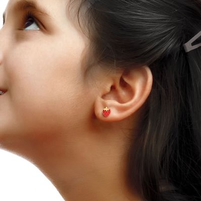 گوشواره‌های میخی توت‌فرنگی نقره استرلینگ 925 برای کودکان با خلوص 92.5٪