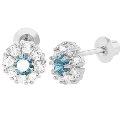 925 گوشواره گل نقره ای با CZ برای کودکان 30PRS MOQ