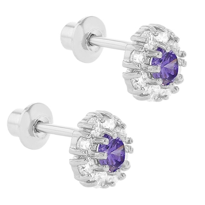 925 گوشواره گل نقره ای با CZ برای کودکان 30PRS MOQ