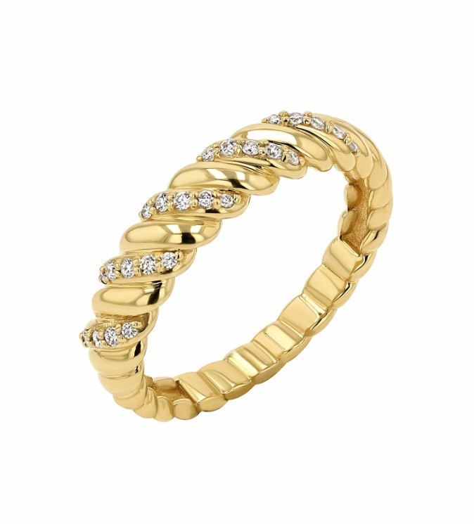 دست سازي Twist کلاسيک 925 استرلينگ نقره زنانه حلقه جواهرات پوشيده با طلا 18K