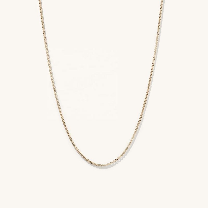 زنجیر گردنبند جعبهای گرد با روکش طلای 18 عیار دستساز با ارسال سریع و لوگوی قابل تنظیم