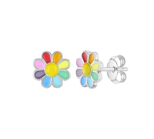 925 استرلینگ نقره ای، رنگارنگ پرنسس نازک گل، گوشواره ای برای دختران