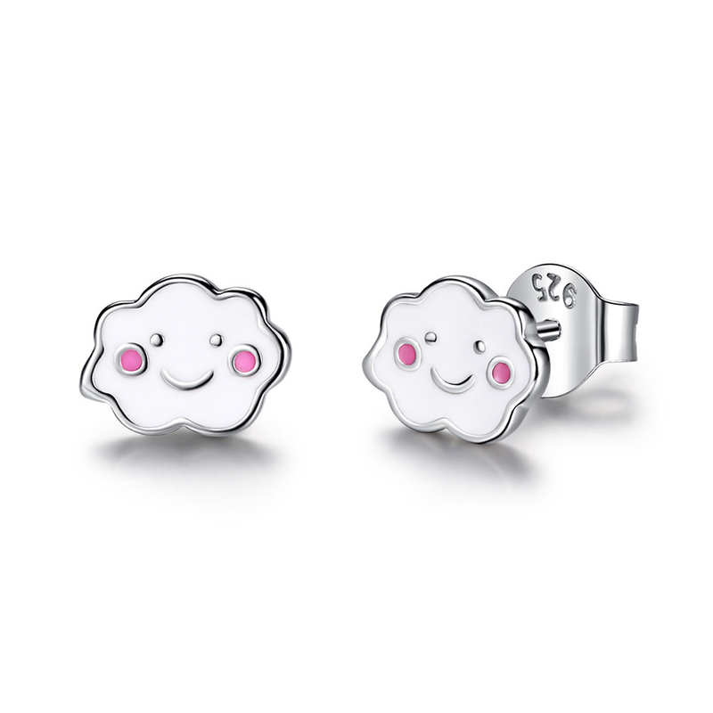 گوشواره های رودیوم 925 ابرهای نقره ای برای بچه ها