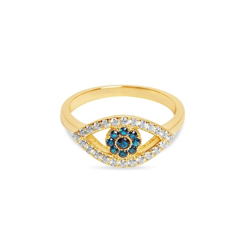 اندازه سفارشی 925 استرلینگ نقره ای قطع شده، حلقه چشم با نقره 18K طلا