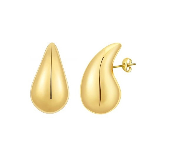 لوگو سفارشی 18K طلا پوشانده اشک قطره سوراخ استد گوشواره برای دختران جشن جواهرات