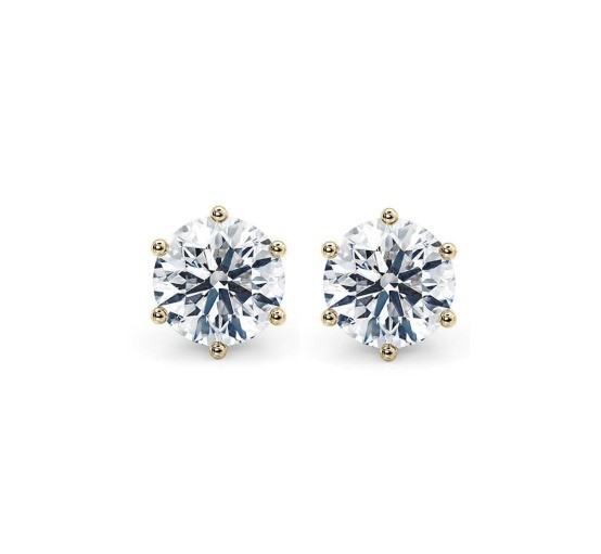 گوشواره های 6 پنجه سفید CZ 925 نقره ای 18K گوشواره های Zirconia