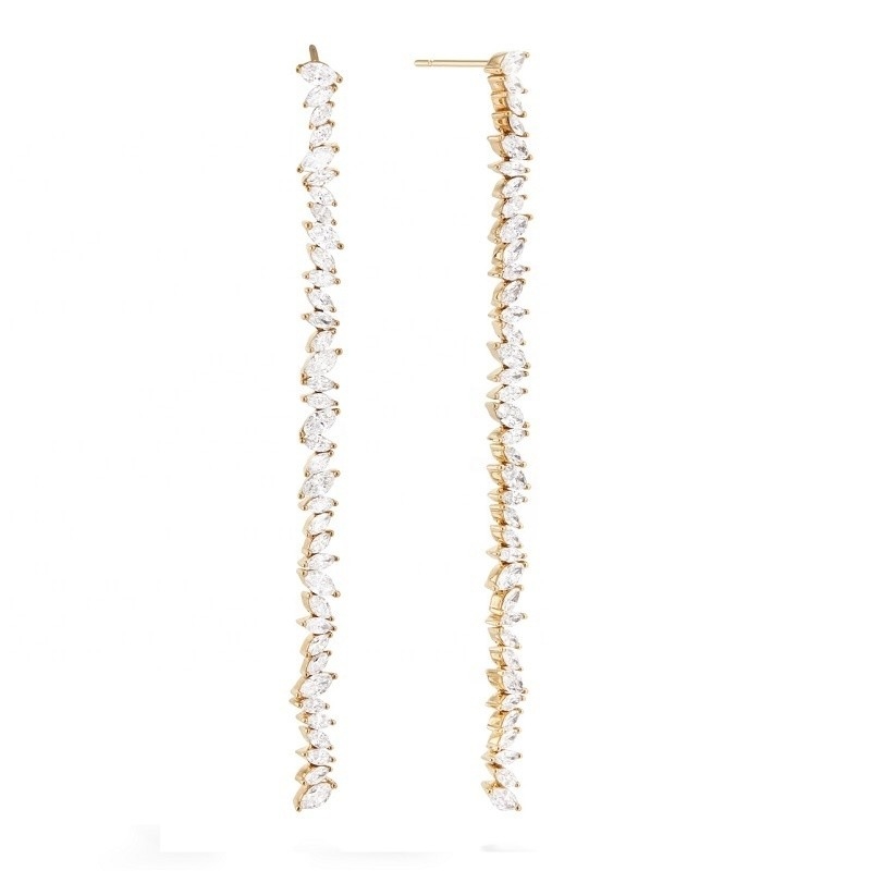 جواهرات سفارشی گوشواره های دیگر نوع Long Silver Plating گوشواره ها با Marquis CZ Stone