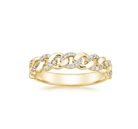 مایکرون پاو CZ 18K زره پوشیده زنجیره ای پیوند 925 استرلینگ نقره حلقه های زنانه