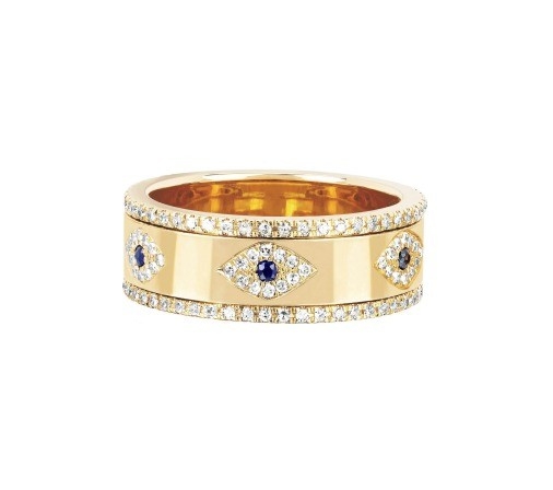 رنگ آبی سفیر سفید CZ چشم زنان Eternity Band Brass Eternity Ring برای زنان