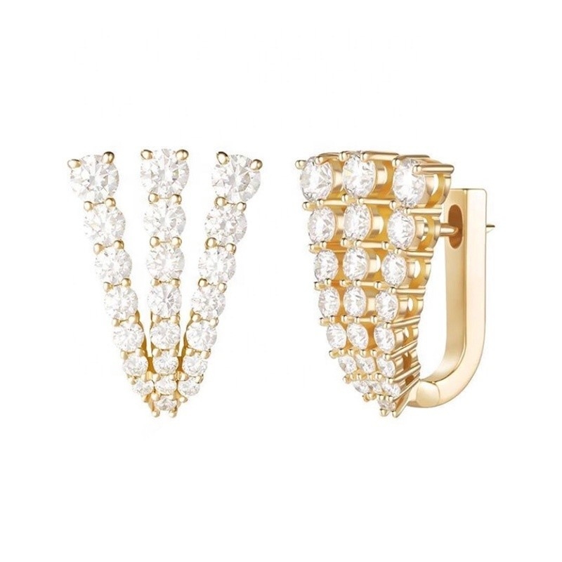 18K طلا 925 استرلینگ نقره Pave CZ زنانه گوشواره های Huggie سبک کلاسیک