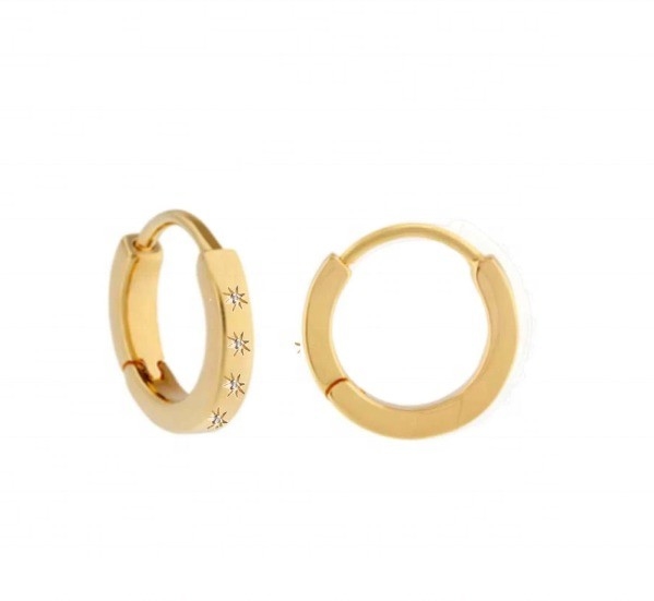 گوشواره های شیک 14K طلایی ستاره ورمیل مجموعه الماس آغوش حلقه برای سبک بدون تلاش