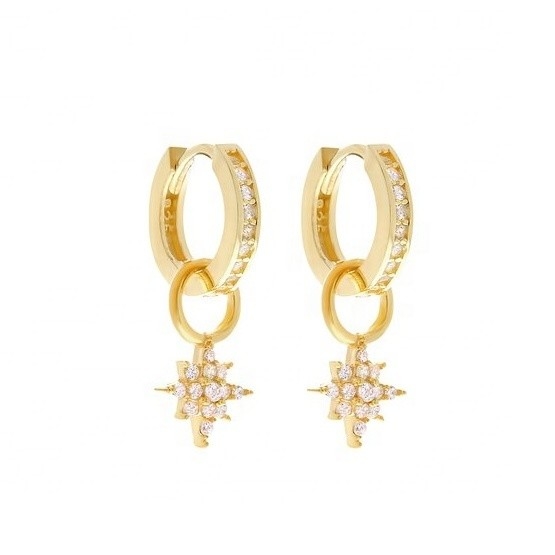 گوشواره های 925 استرلینگ نقره ای مینی Starburst Pave CZ